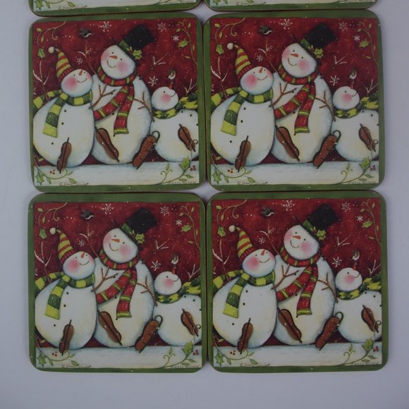 Vintage Seagull Studios Holiday Snowmen Coasters Set of 6 Design by Susan Winget - Picture 3 of 12